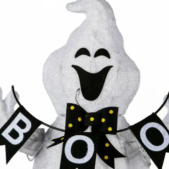 32" Pre-Lit Ghost With BOO Banner Garden Stake {4}