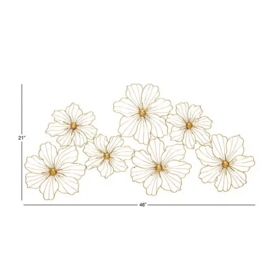 Gold Metal Modern Floral Wall Decoration {6}