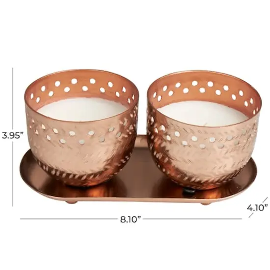 7oz. Tropical Breeze Scented Candles in Cut Out Copper Bowls and Tray {7}