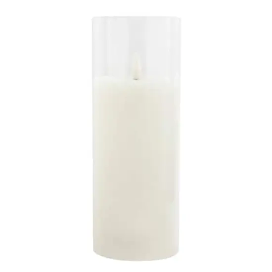 3" x 8" Flickering Flame LED Glass Wax Candle by Ashland&reg; White {1}