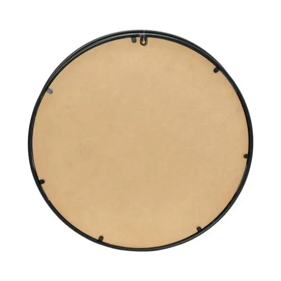 Hello Honey&reg; Modern Round Metal Framed Wall Mirror with Shelf {8}