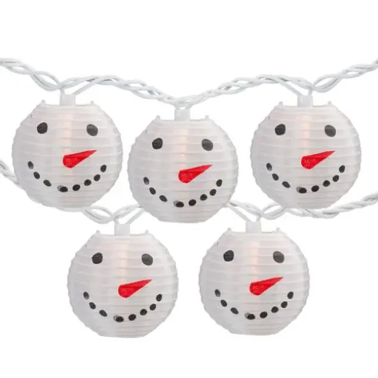 10ct. White Snowman Paper Lantern Christmas Light Set {7}