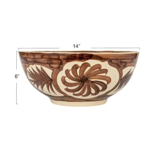 Hello Honey&reg; 14" Brown & White Hand-Painted Stoneware Bowls, 2ct. {6}