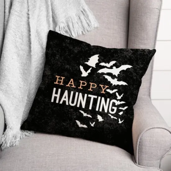 Happy Haunting Bats Throw Pillow {3}