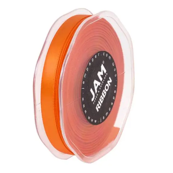 JAM Paper 3/8" x 25yd. Double Faced Satin Ribbon Orange {7}