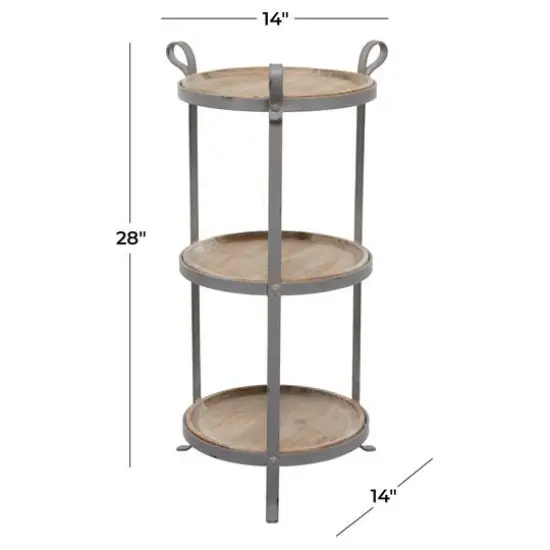 28" Gray Iron Industrial Accent Table {7}