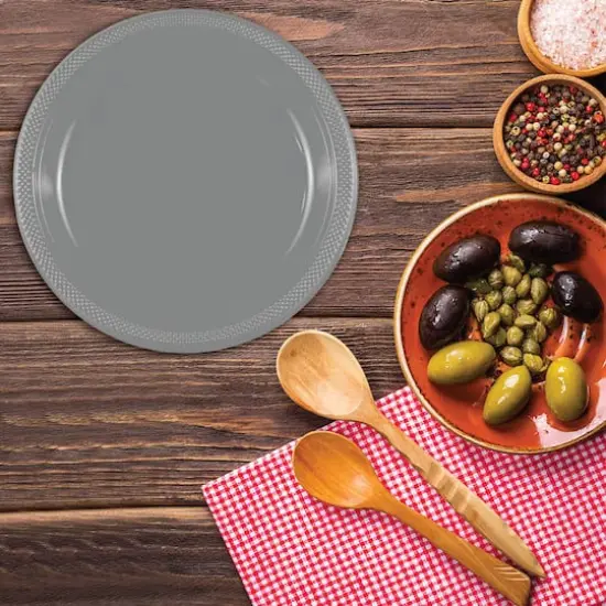 JAM Paper 10.25" Plastic Party Plates, 20ct. Silver {5}