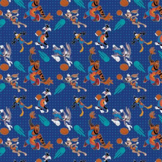 Space Jam Players Tonal Blue Precut Cotton Fabric {1}