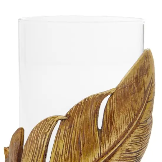 10" Gold Leaf Glass Traditional Candlestick Holder {4}