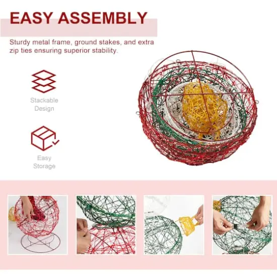 Glitzhome&reg; 3ft. Lighted Christmas 3D Stacked Ornaments Outdoor D&eacute;cor {9}