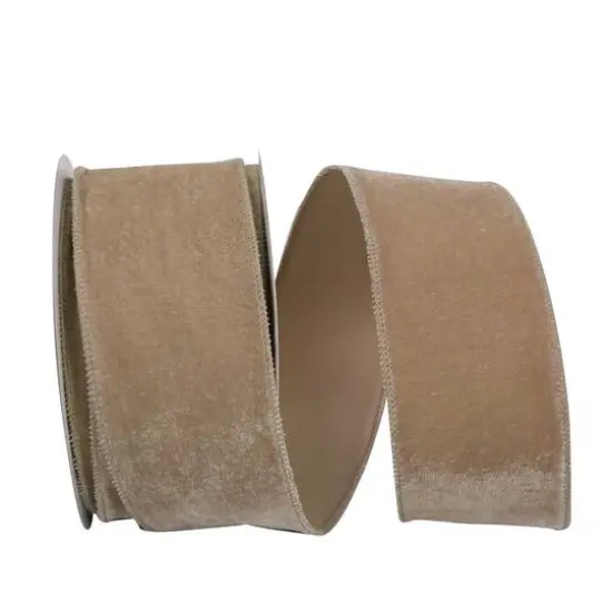 JAM Paper 2.5" x 10yd. Regal Taupe Wired Plush Velvet Ribbon {1}
