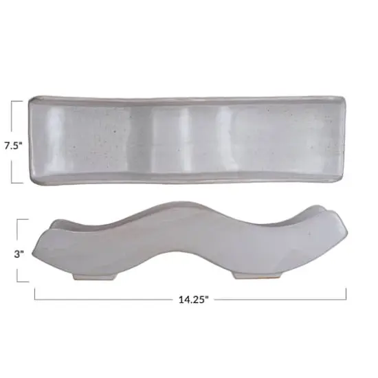 Hello Honey&reg; 13.25" White Stoneware Wavy Tray {4}