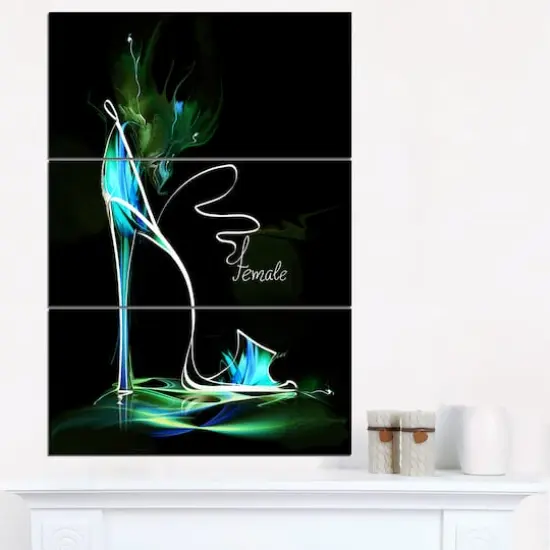 Designart - Green High Heel Show - Abstract Canvas Art Print {3}