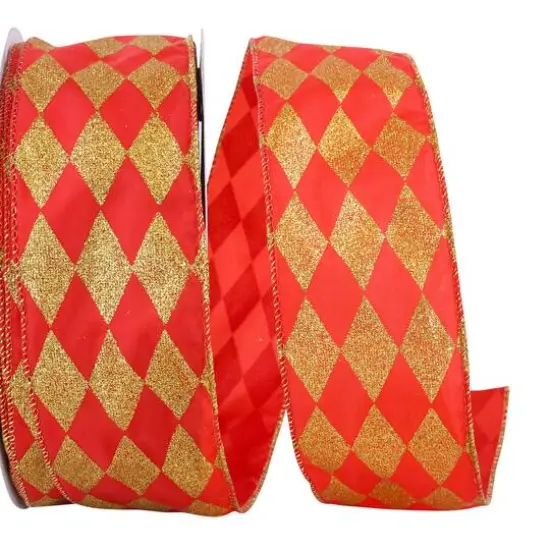 JAM Paper 2.5" x 50yd. Christmas Diamonds Glitter Joy Value Wired Ribbon {1}