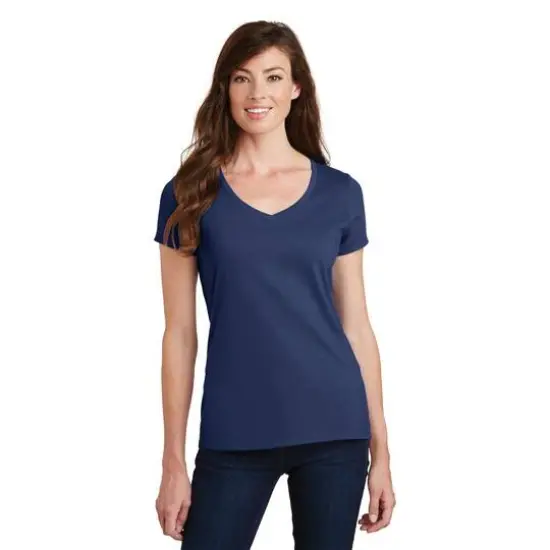 Port & Company® Fan Favorite™ Ladies V-Neck T-Shirt Team Navy {3}
