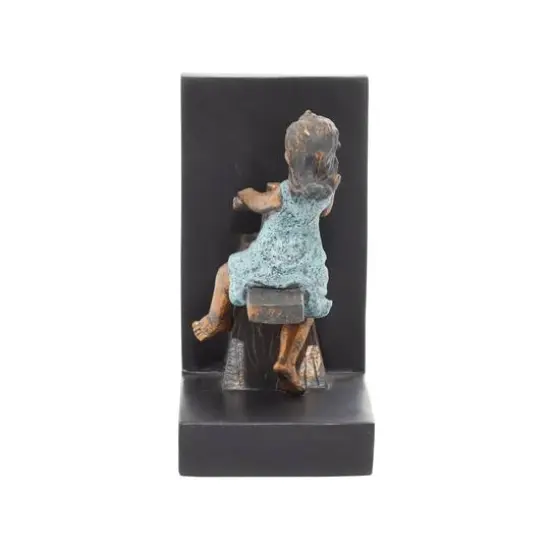 8" Brown Polystone Playing Children Bookends {8}