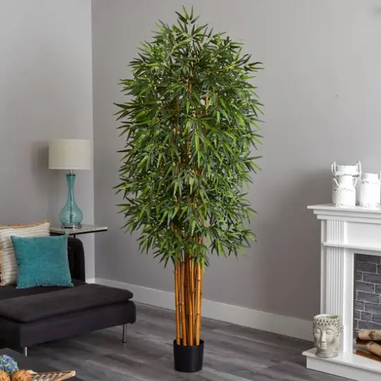7ft. Potted Curved Bamboo Silk Tree {3}