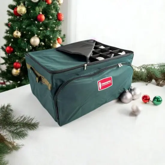 TreeKeeper 72ct. 4" Christmas Ornament Storage Box with Front Pocket {1}