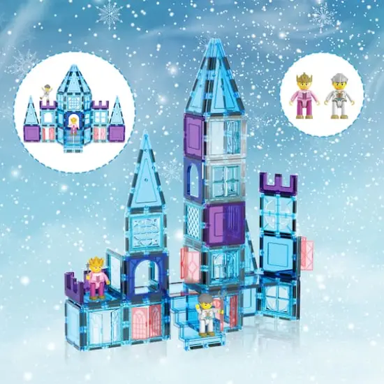 PicassoTiles&reg; 72 Piece Ice Castle Magnetic Tile Building Set {3}