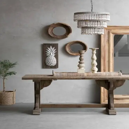 Hello Honey&reg; 20.5" Antique White 3-Tier Wood Bead Chandelier {8}