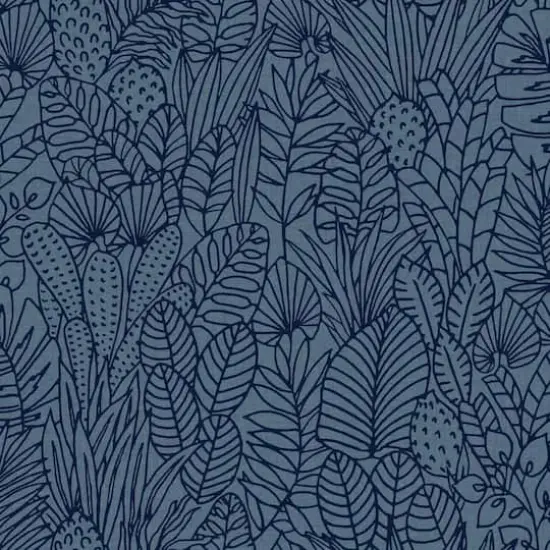 RoomMates Tropical Leaves Sketch Peel & Stick Wallpaper Navy {1}