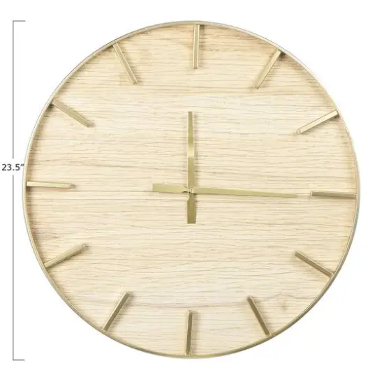 Hello Honey&reg; 23.5'' Natural Round Wood Wall Clock {3}