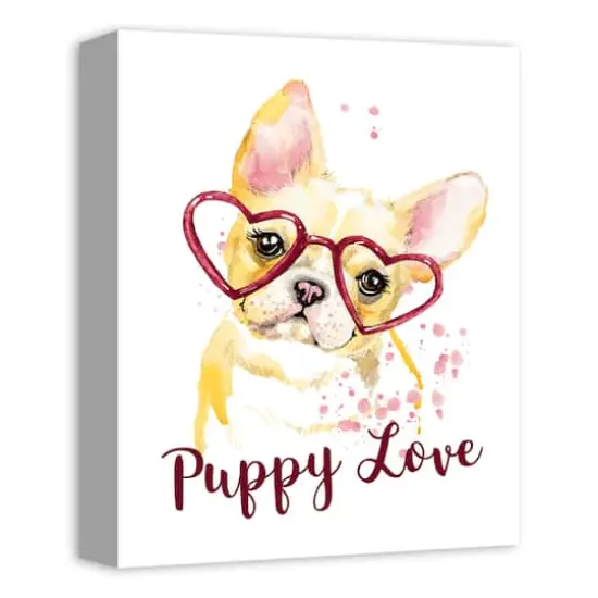 Heart Glasses Puppy Love 11" x 14" Canvas Wall Art {3}