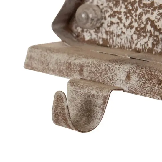 Glitzhome&reg; 8" Marquee LED Wooden & Metal Christmas Tree Stocking Holder Set {8}