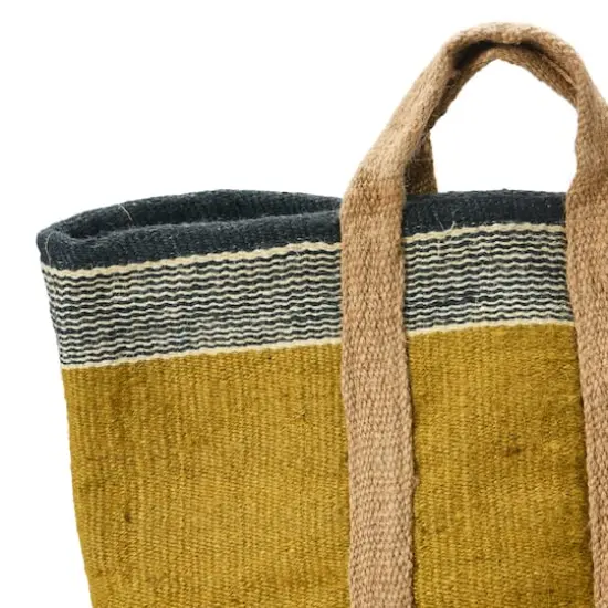 Hello Honey&reg; 24" Mustard Striped Woven Jute Tote with Liner {9}