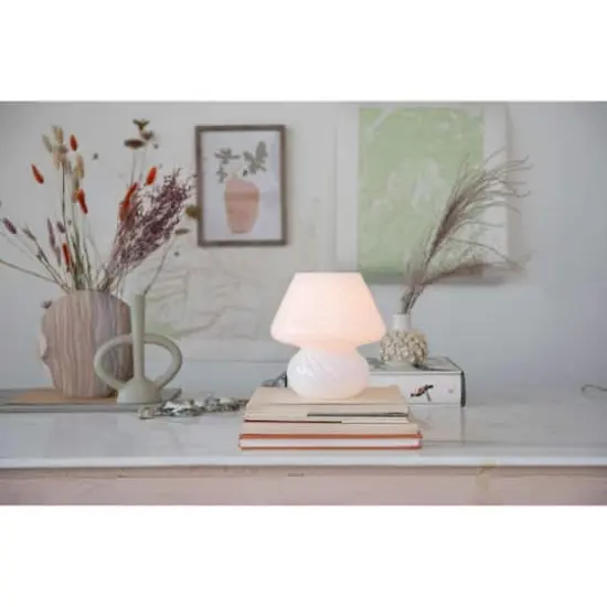 Hello Honey&reg; 9.5" White Vintage Blown Glass Table Lamp {5}