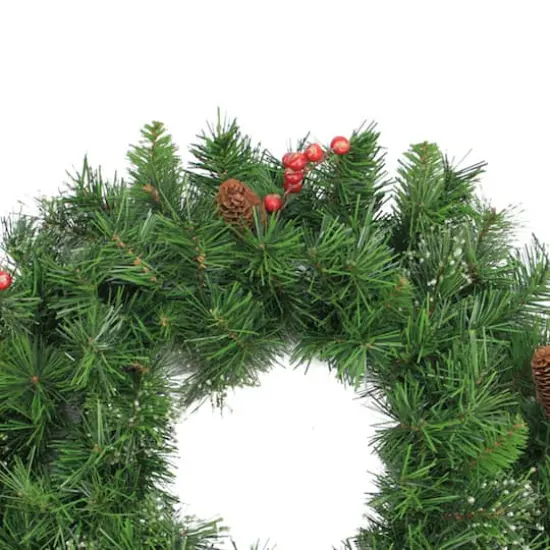 24" Iced Mixed Pine Red Berry & Pine Cones Artificial Wreath, Unlit {4}