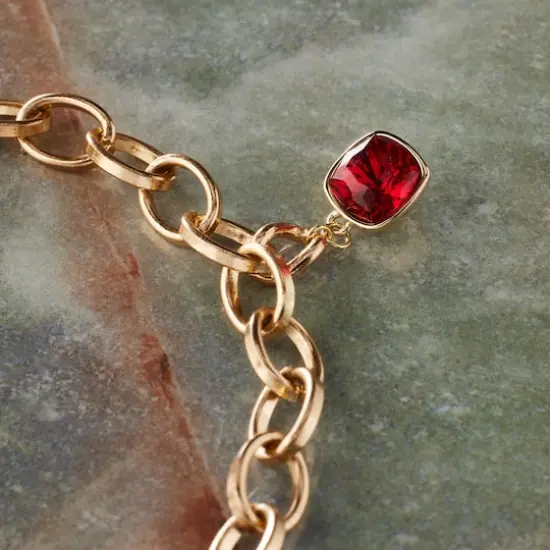 14K Gold Plated Scarlet Austrian Crystal Square Cut Charm by Bead Landing&trade; {3}