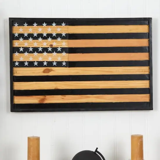 36" Dark Wood American Flag Wall D&eacute;cor {4}