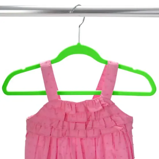 Simplify Multicolor Neon 13.75" Kids Velvet Hangers Pack {4}