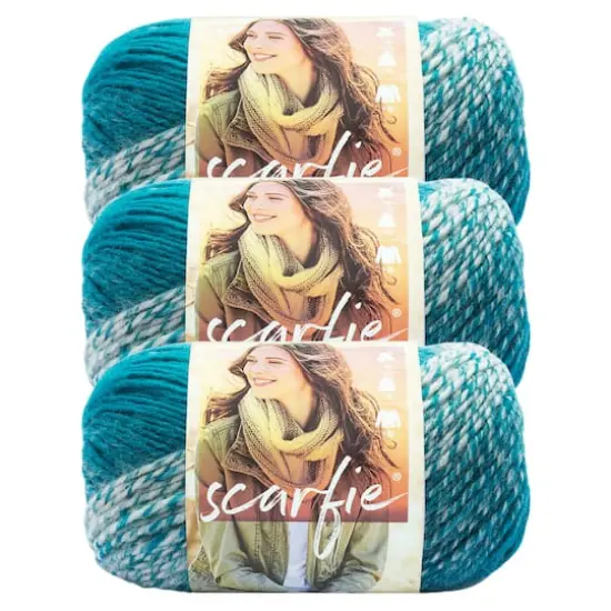 3 Pack Lion Brand&reg; Scarfie&reg; Yarn Cream/Teal {1}