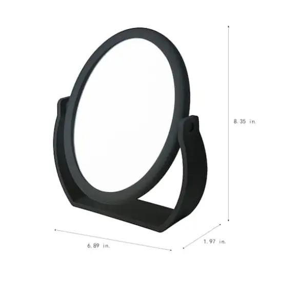 Home Details Swivel 10X Magnification Rubberized Vanity Mirror Black {6}