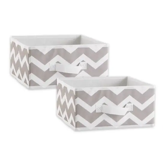 DII&reg; 11" Gray Chevron Square Bin Set, 2ct. {1}