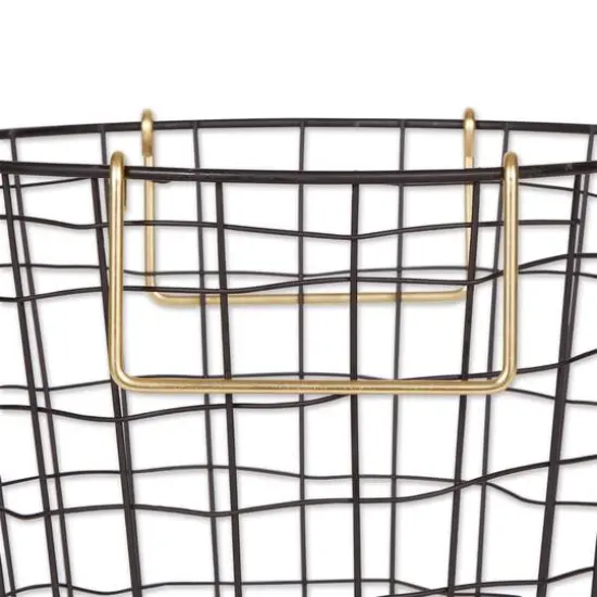 DII&reg; Small Round Black Metal Basket with Gold Handles {5}