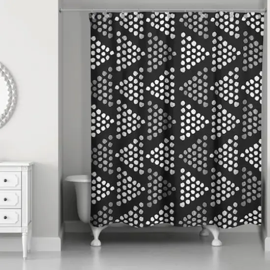 Dotted Triangle Shower Curtain Black and White {3}