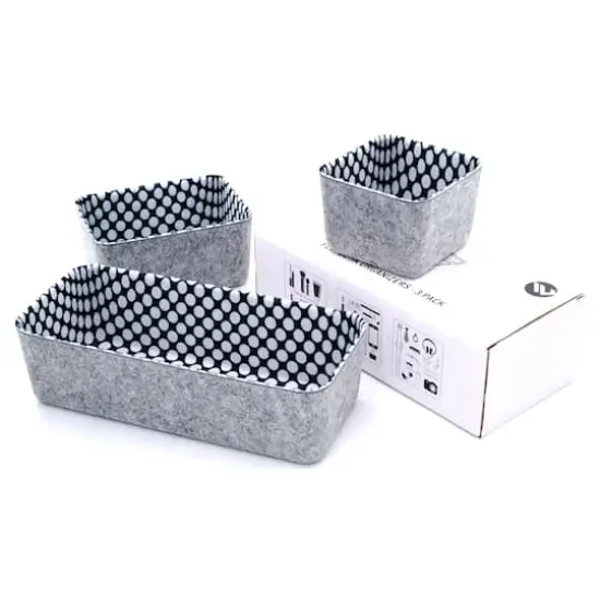Welaxy Felt 3 Piece Polka Dot Storage Bin Set {1}