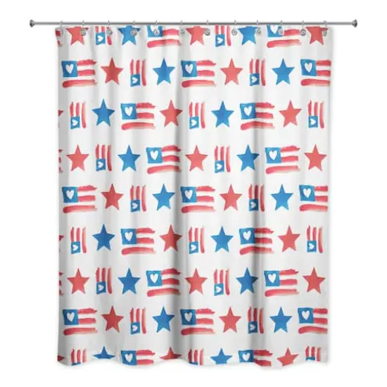 Flags & Stars Pattern Shower Curtain {1}