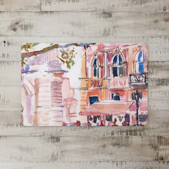 Watercolor Street Scene Floor Mat {3}