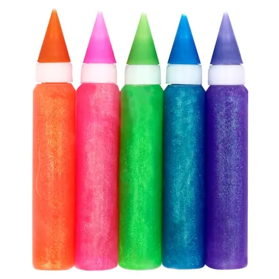 ArtSkills&reg; Jumbo 5 Color Neon Glitter Glue Pens {1}