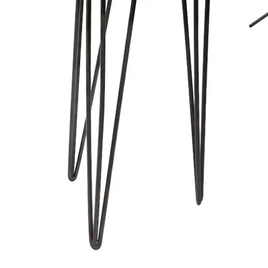 Brown Wood & Metal Modern Accent Table {4}