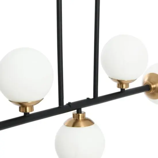 Hello Honey&reg; Robert Stevenson Lighting Lorne Matte Black Metal & Frosted Glass 5-Light Chandelier {6}