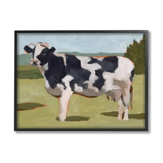 Stupell Industries Dairy Farm Cow Grazing Country Cattle Traditional Painting Framed Wall Art White {2}