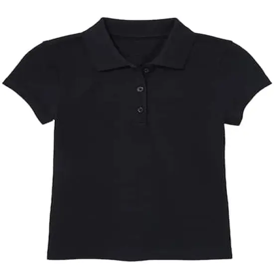 Galaxy by Harvic Short Sleeve Stretch Girl’s Pique Polo Shirt Black {1}