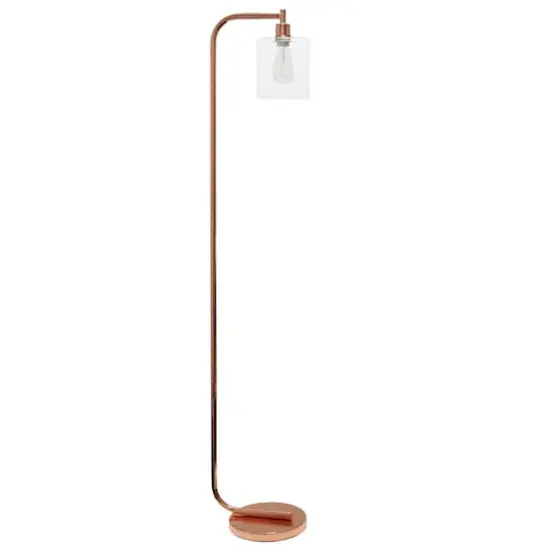 Simple Designs 63" Antique-Style Iron Lantern Floor Lamp Rose Gold {1}