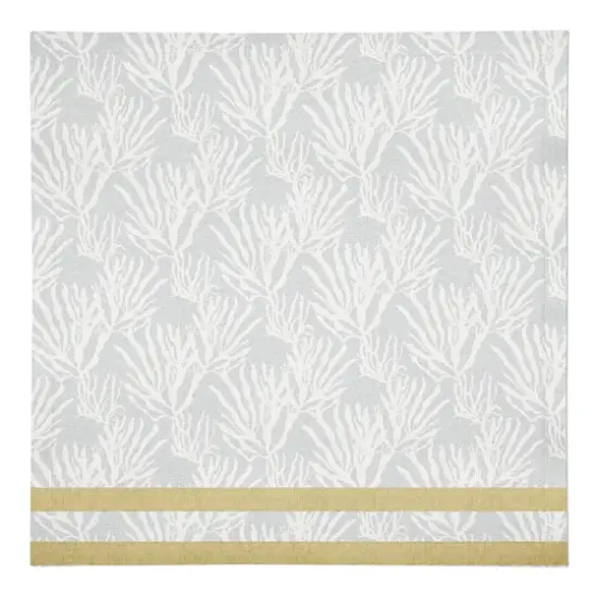 Coral & Stripe Cotton Twill Napkin White/Yellow/Blue {1}