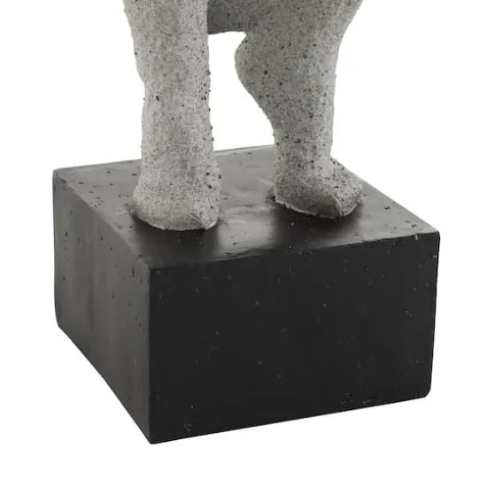 18.75" Gray Crouching Sculpture with Black Square Base {6}